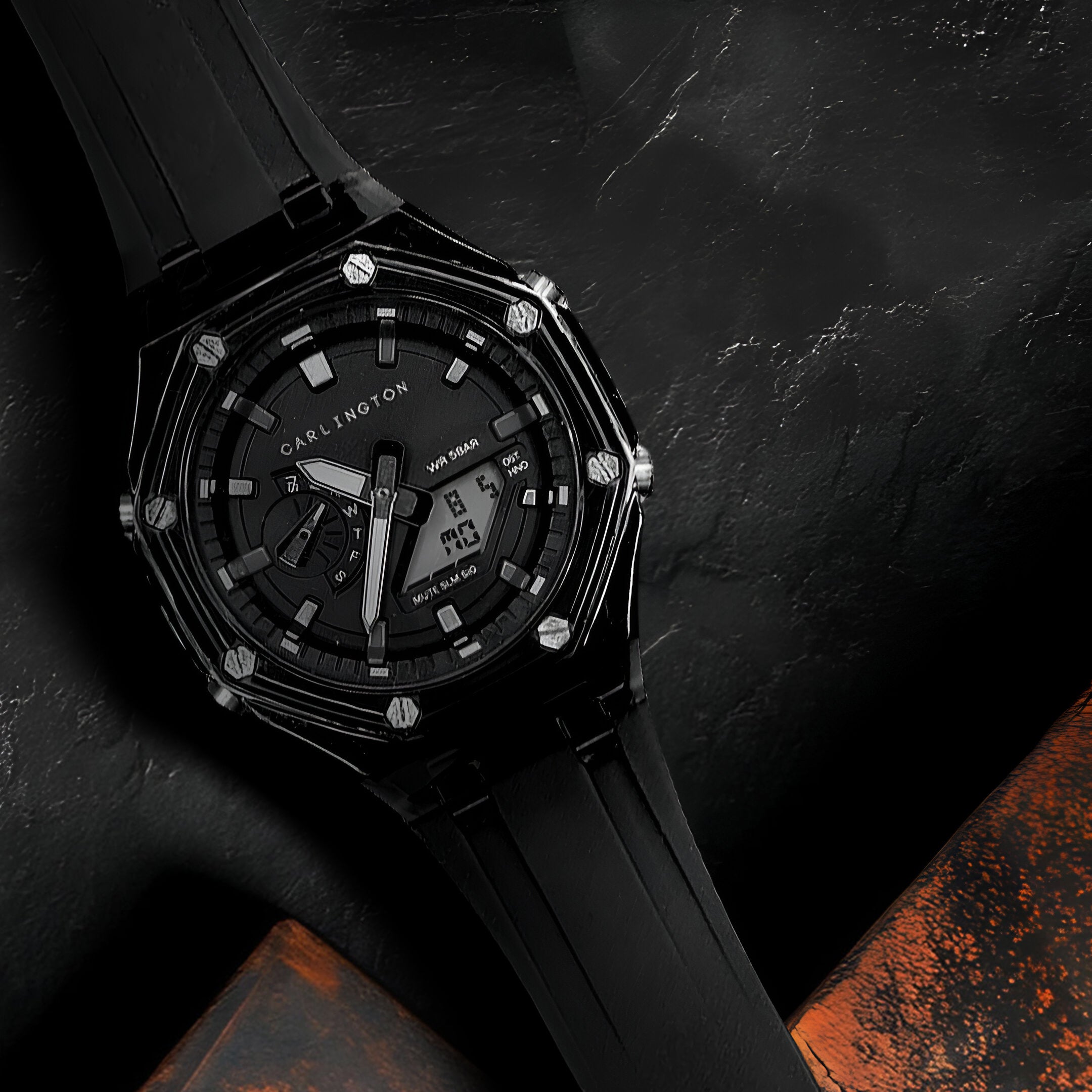 Carlington Velocity Series Analog-Digital Sports Watches for Men and Boys with Alarm, Stopwatch, Backlit Display, Dualtime, Silicone Rubber Strap, Water & Shock Resiatant - CT_8088