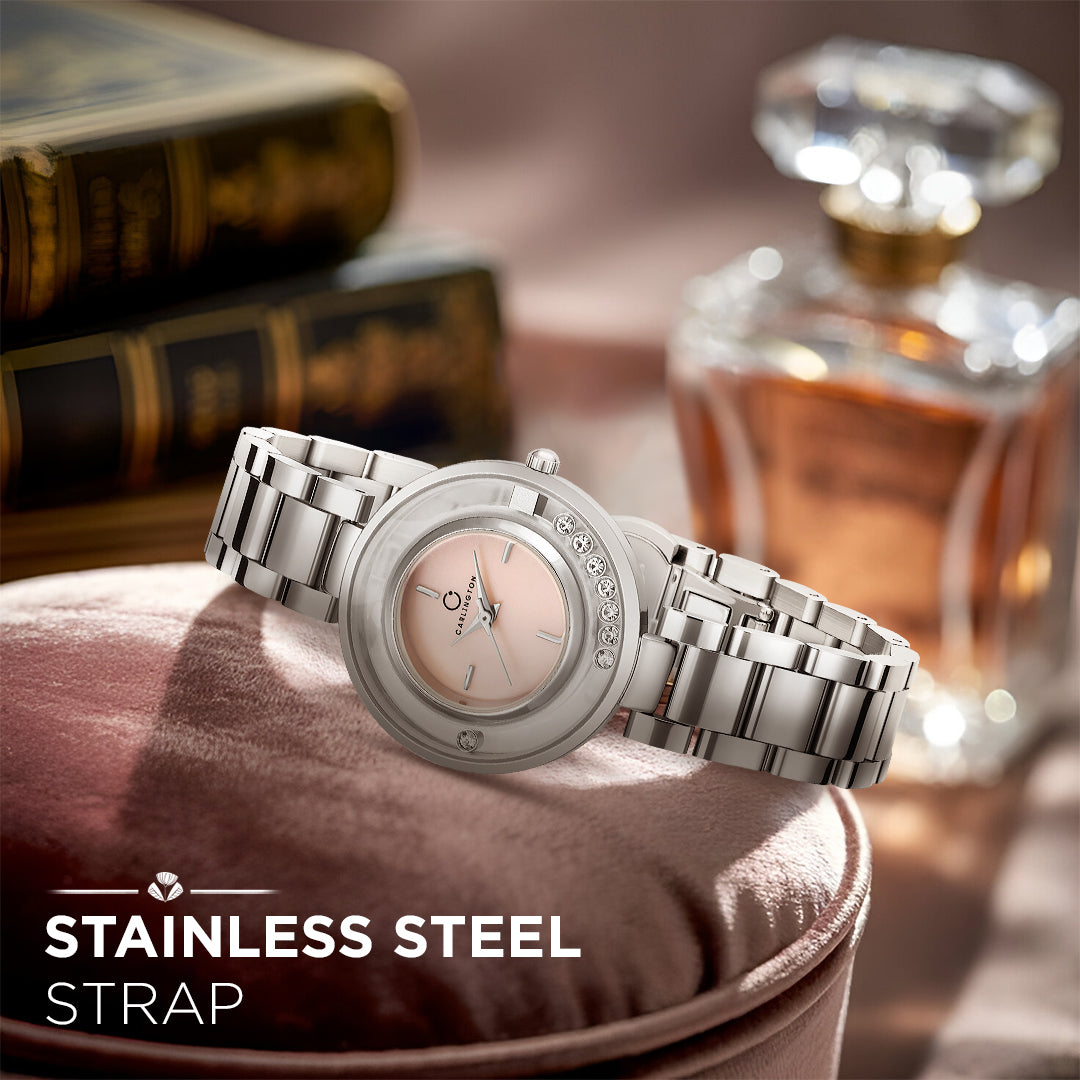 Carlington Diva Series Analog Women Wrist Watches with Stainless Steel Chain Strap | Premium Fashion Watches for Ladies | CT - 119