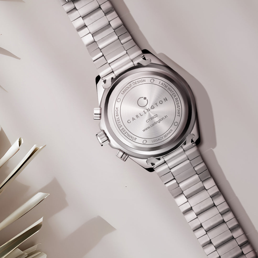 Carlington Legacy Series Analog Wrist Watches with Chronograph & Stainless Steel Chain Strap for Men - CT 9922