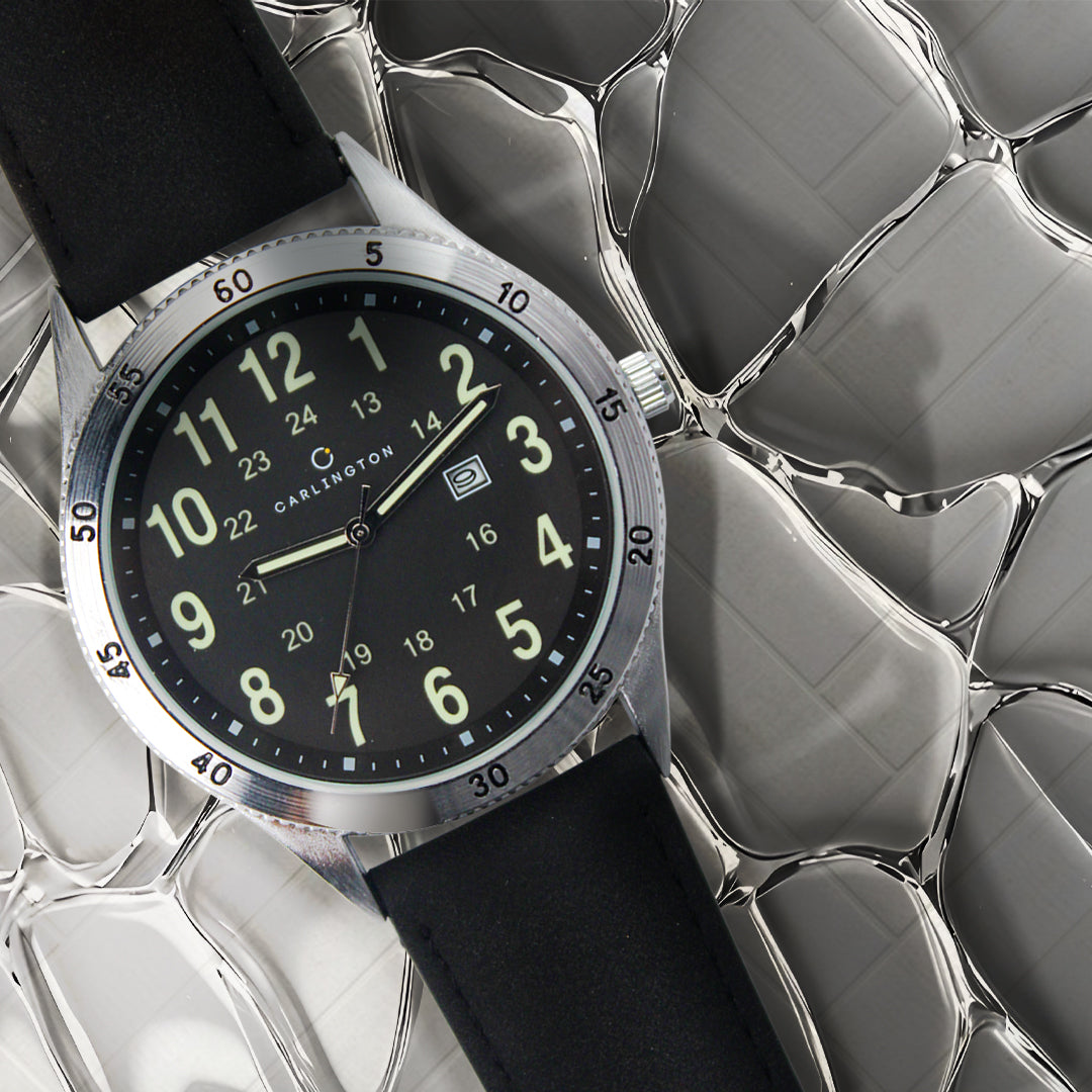 Carlington Aristocrat Series Analog Date Watches for Men with Premium Leather Strap - CT 1076