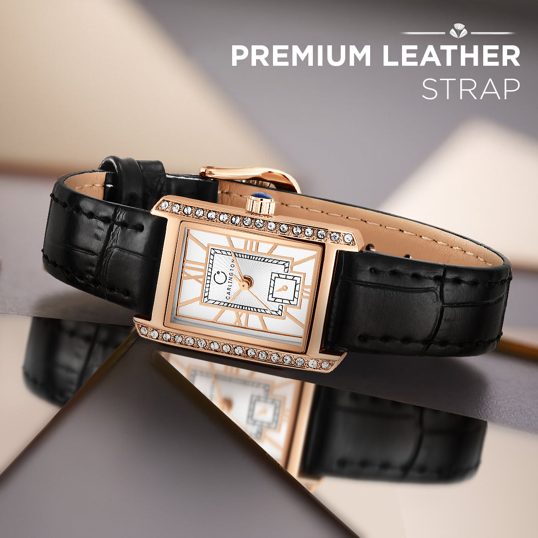 Carlington Aura Series Analog Women Wrist Watches with Premium Leather Belt Strap | Premium Fashion Watches for Ladies | CT - 204