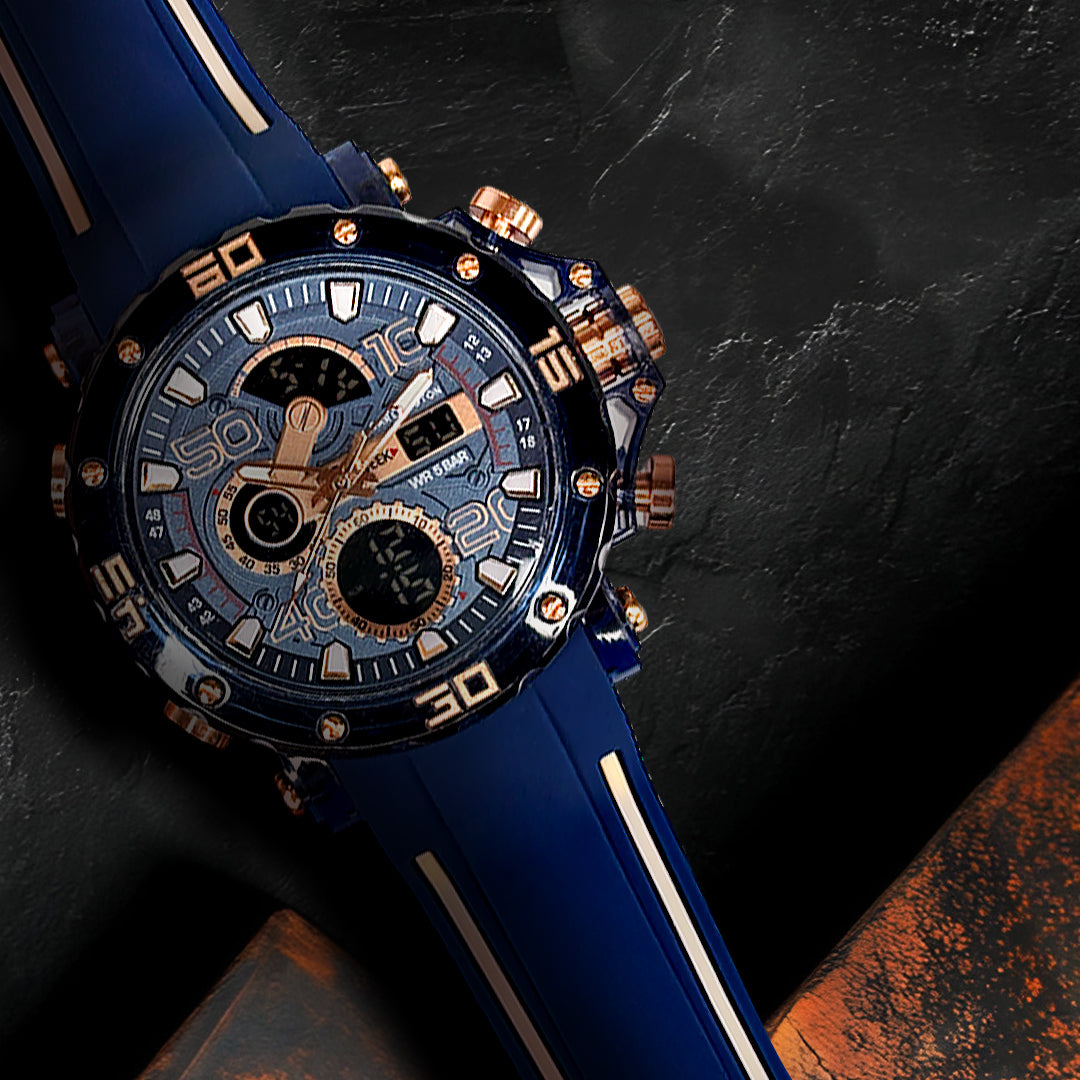 Carlington Velocity Series Analog-Digital Sports Watches for Men and Boys with Alarm, Stopwatch, Backlit Display, Dualtime, Silicone Rubber Strap, Water & Shock Resiatant - CT_8136