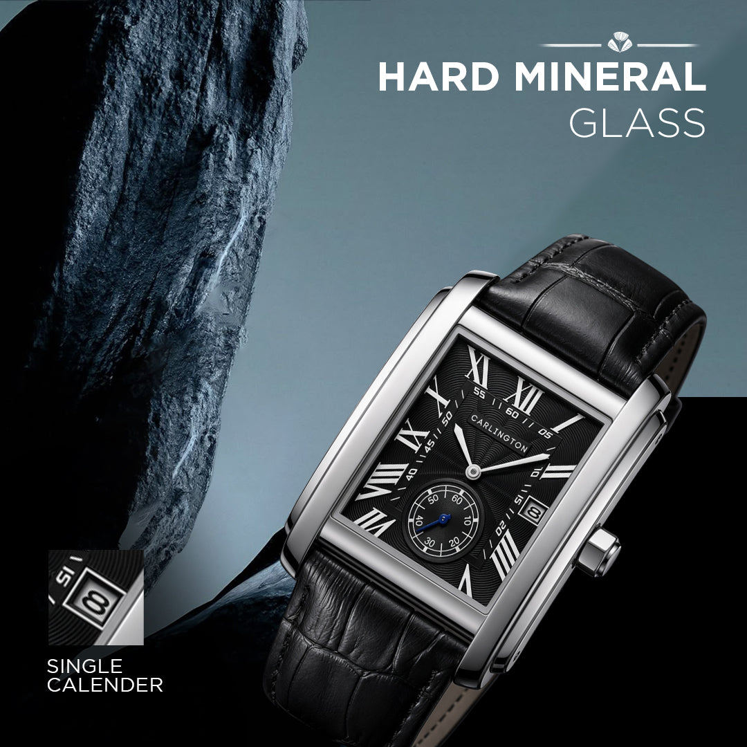 Carlington MERIDIAN 4070 Black – Luxury Men's Rectangular Analog Quartz Watch