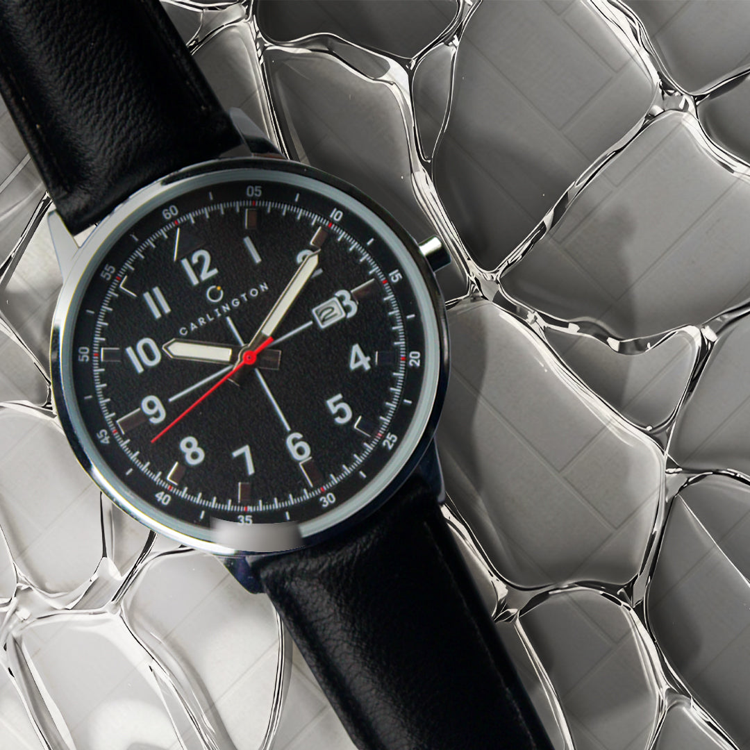 Carlington Aristocrat Series Analog Date Watches for Men with Premium Leather Strap - CT 1075