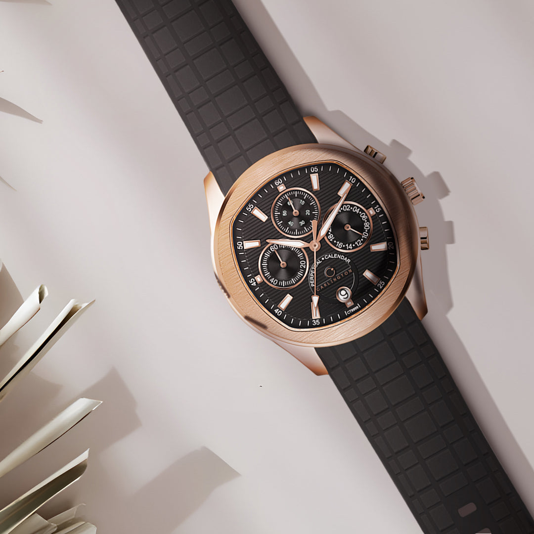 Carlington Legacy Series Analog Wrist Watches with Chronograph & Silicone Strap for Men - CT 9999