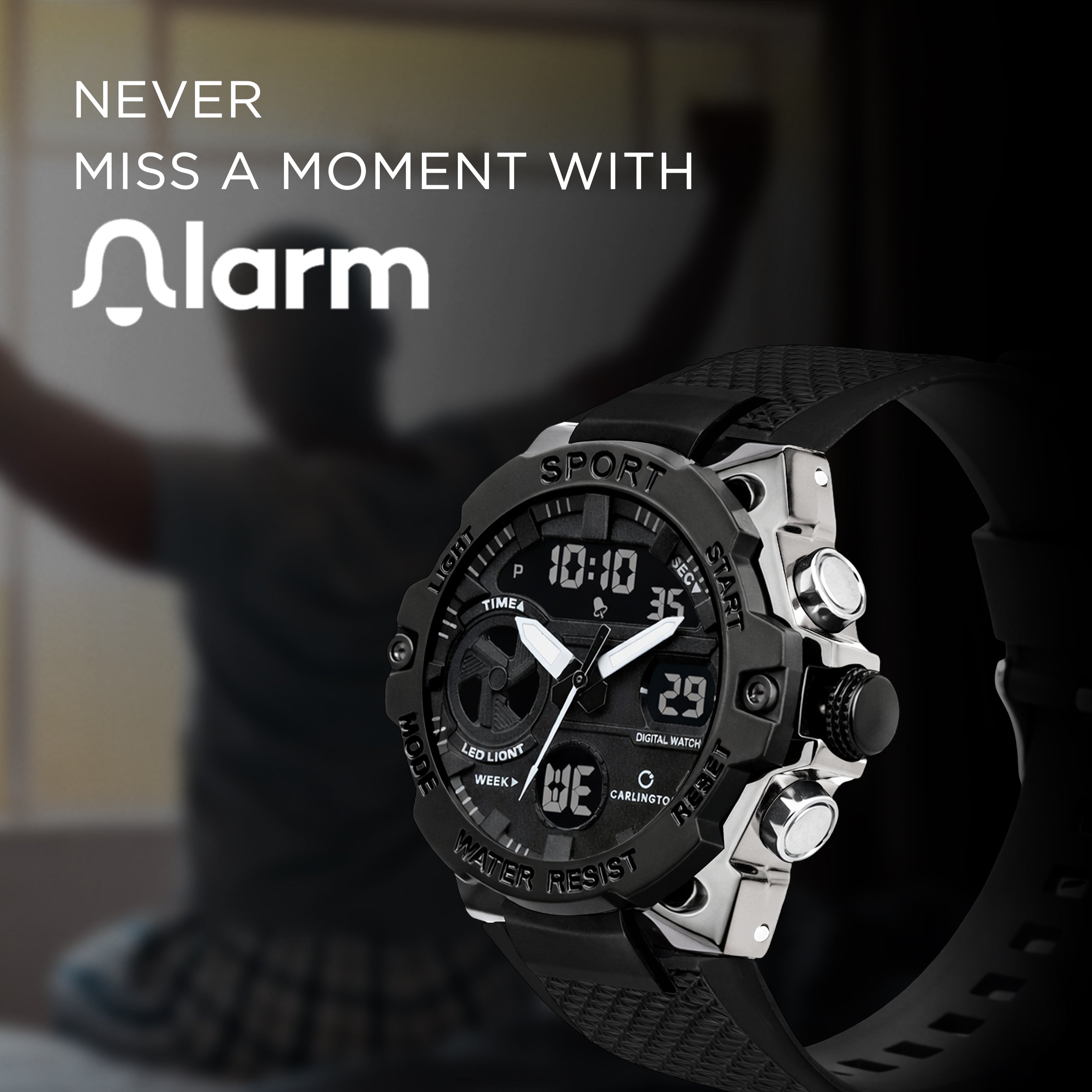 Carlington Analog-Digital Sports Watch, Dual Time,Alarm, Stopwatch, Calendar, Water-Resistant, Shock-Resistant, Back Light Display. The Perfect Watches for Men-CT_8665