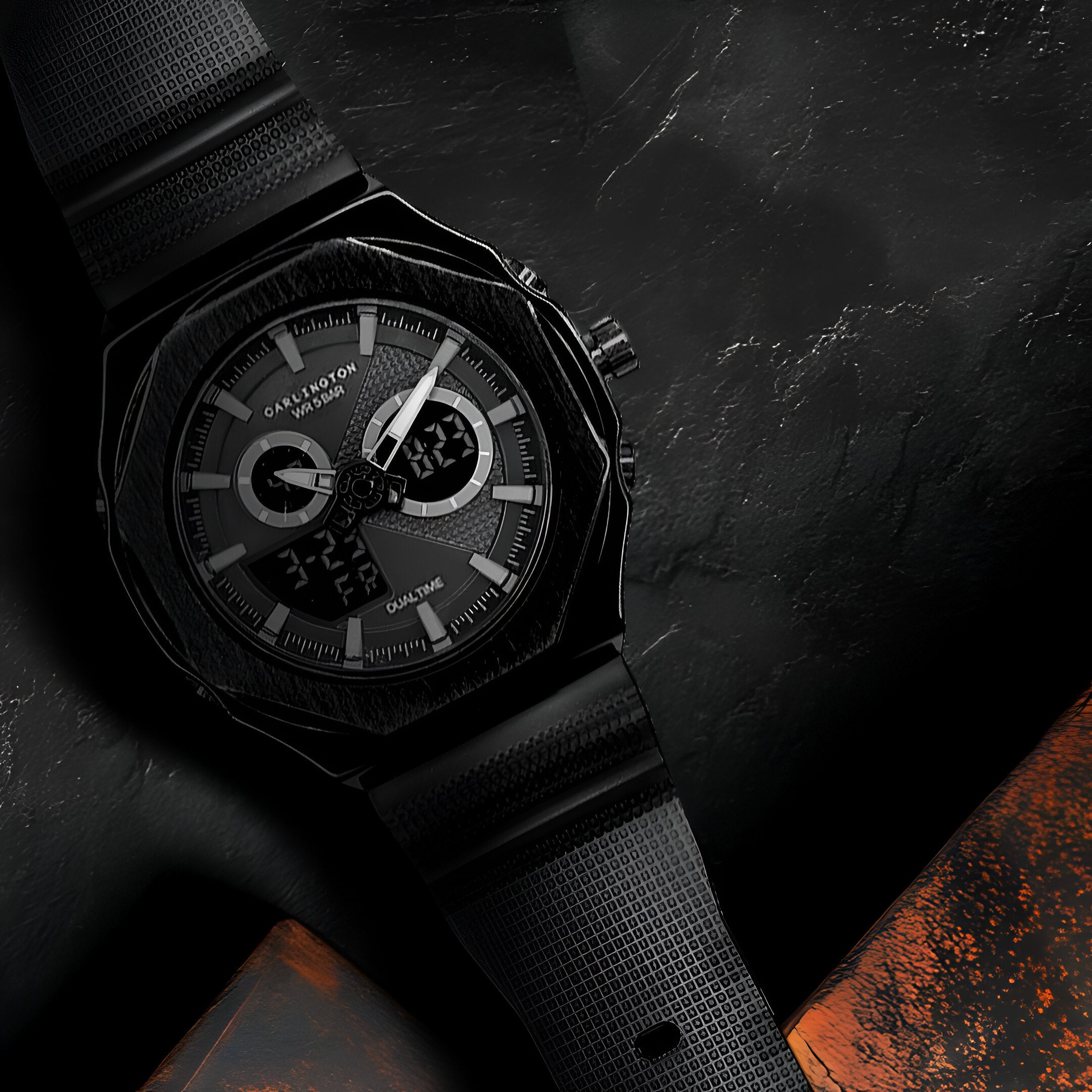 Carlington Velocity Series Analog-Digital Sports Watches for Men and Boys with Alarm, Stopwatch, Backlit Display, Dualtime, Silicone Rubber Strap, Water & Shock Resiatant - CT_8102