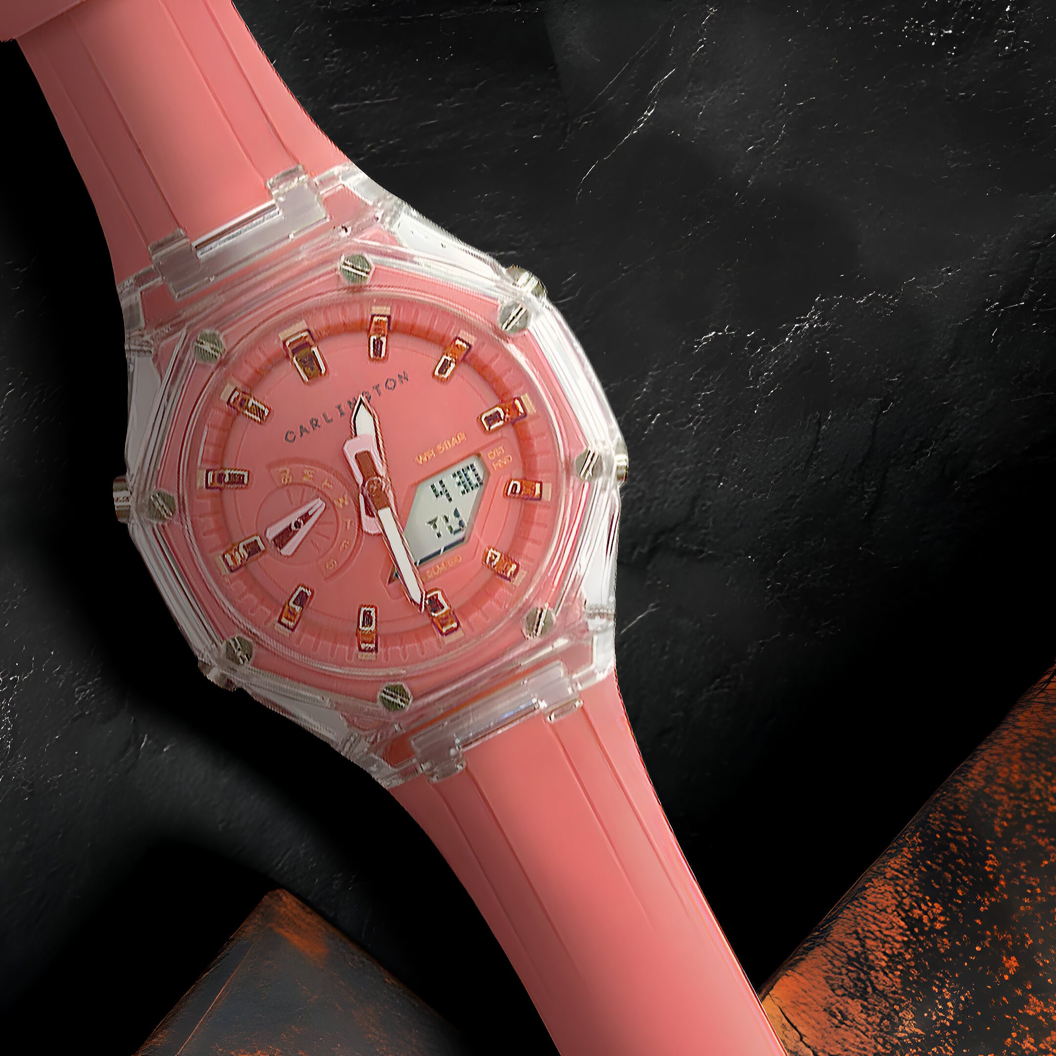 Carlington Velocity Series Analog-Digital Sports Watches for Women and Girls with Alarm, Stopwatch, Backlit Display, Dualtime, Silicone Rubber Strap, Water & Shock Resiatant - CT_8088