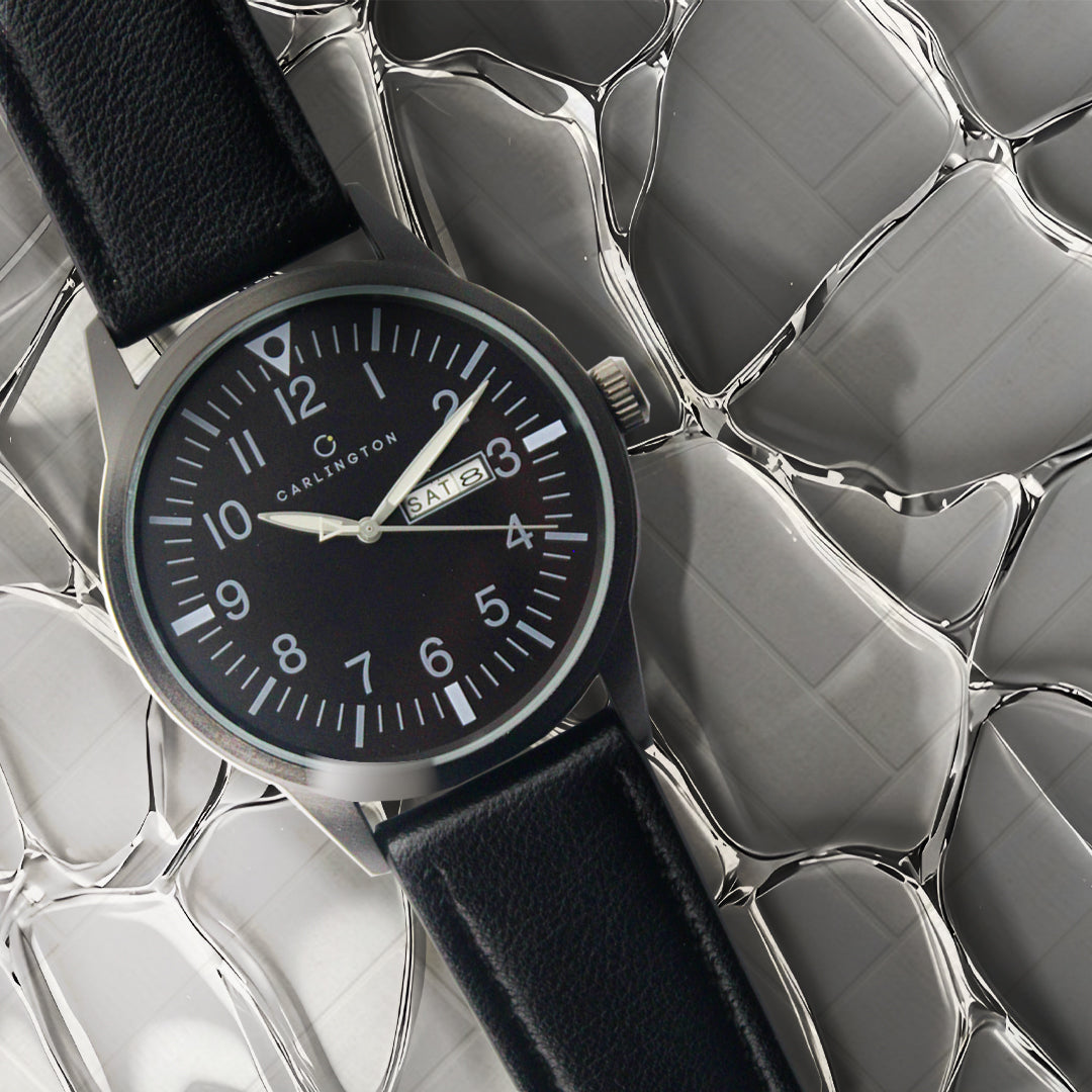 Carlington Aristocrat Series Analog Day & Date Watches for Men with Premium Leather Strap - CT 1074