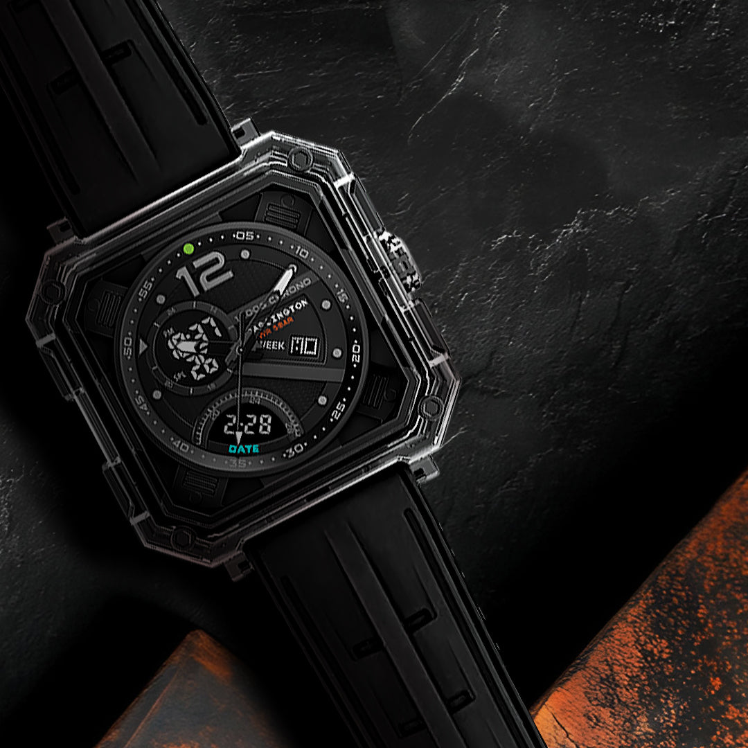 Carlington Velocity Series Analog-Digital Sports Watches for Men and Boys with Alarm, Stopwatch, Backlit Display, Dualtime, Silicone Rubber Strap, Water & Shock Resiatant - CT_8121