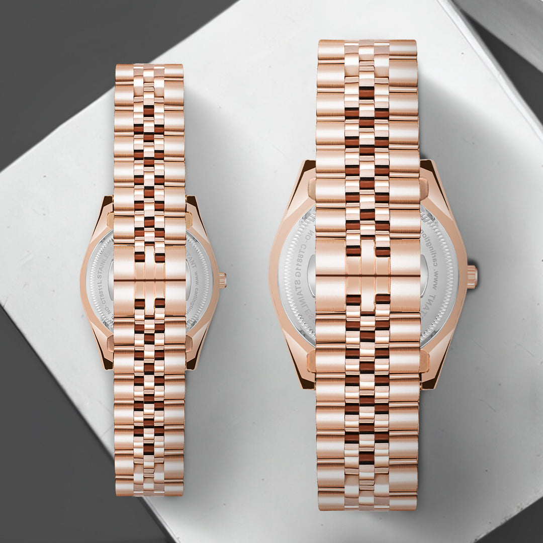 Carlington Exclusive Series 8811 Rose Black Men + 8811 Rose Black Women Analog Wrist Watch For couple