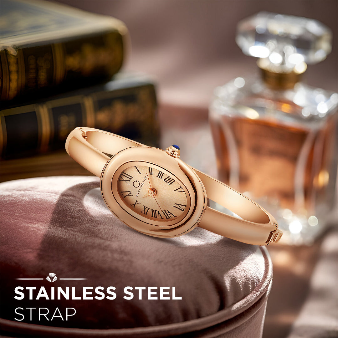 Carlington Diva Series Analog Women Wrist Watches with Stainless Steel Chain Strap | Premium Fashion Watches for Ladies | CT - 122