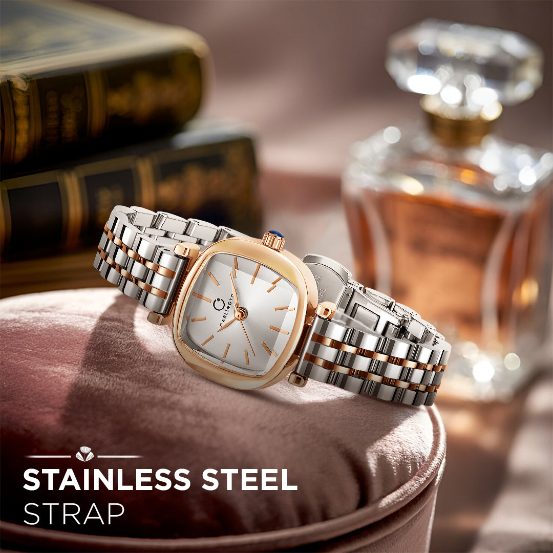 Carlington Diva Series Analog Women Wrist Watches with Stainless Steel Chain Strap | Premium Fashion Watches for Ladies | CT - 106