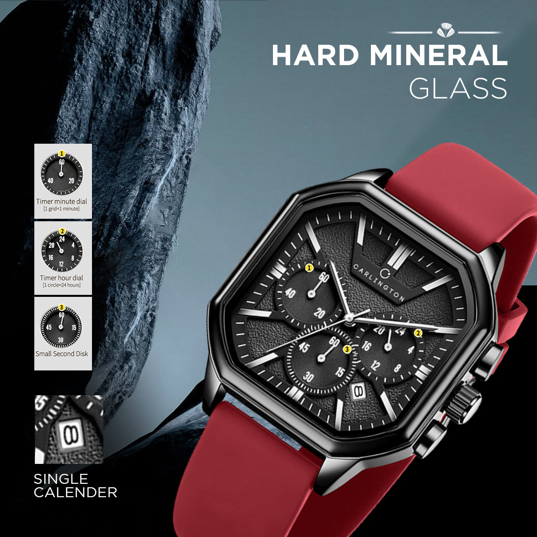 Carlington ASTRO 053 Fashion Red – Premium Men's Chronograph-Style Analog Quartz Watch