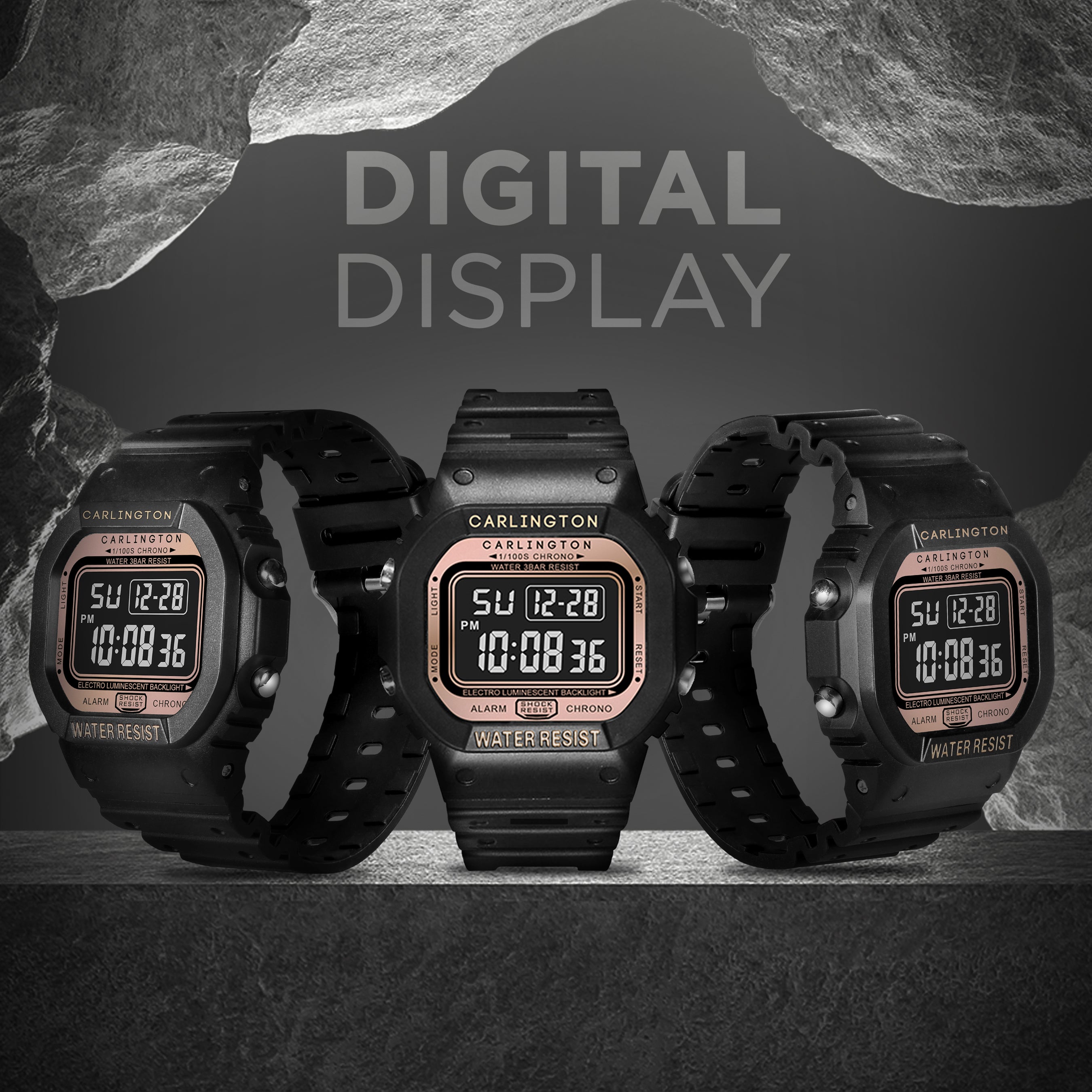 Carlington Digital Sports Watch Dual Time, Alarm, Calendar, Stopwatch, Water-Resistant, Shock-Resistant, Back Light Display. The Perfect Watch for Men - CT 1801