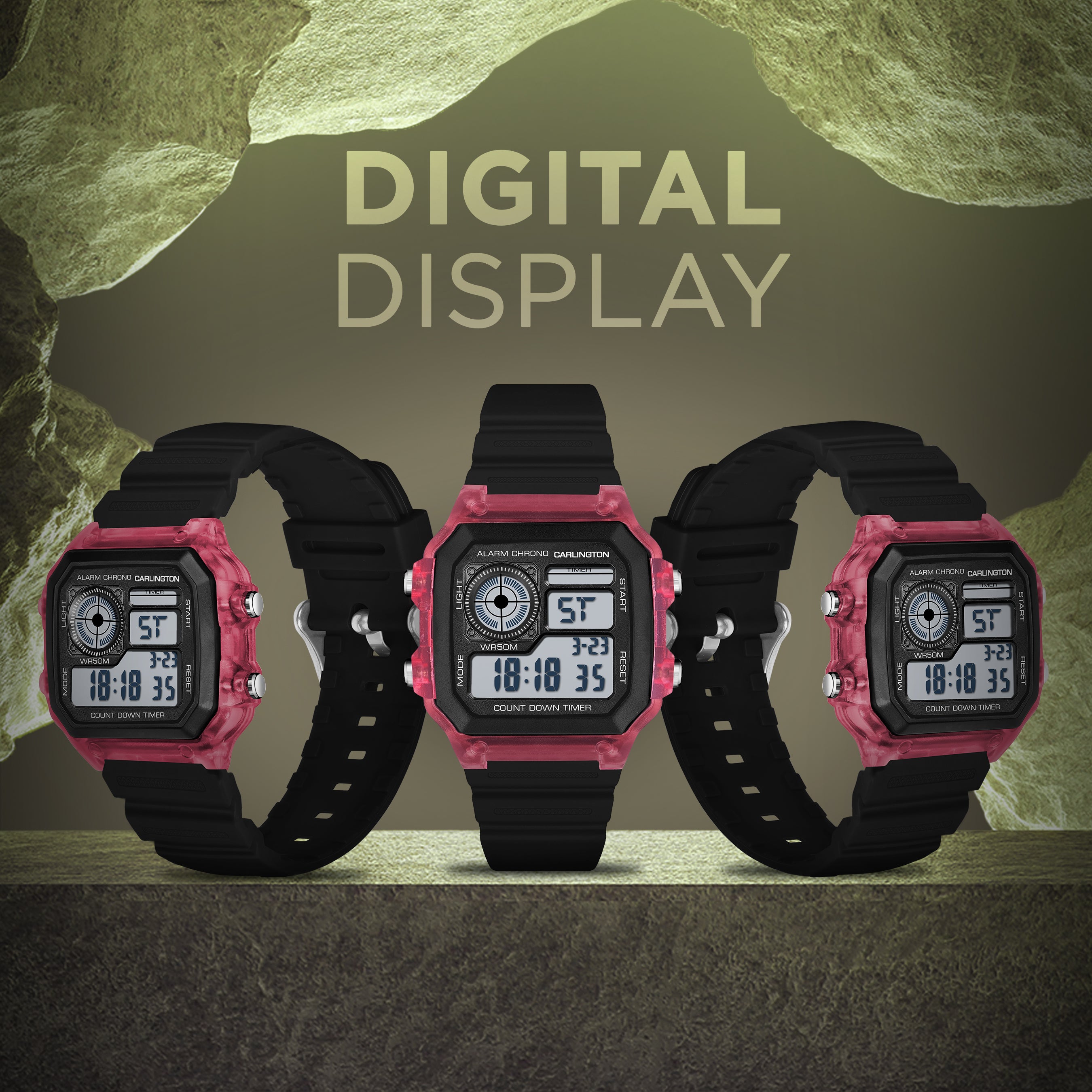 Carlington Endurance Series Digital Sports Watches For Men & Women - CT_9079 Red-Black