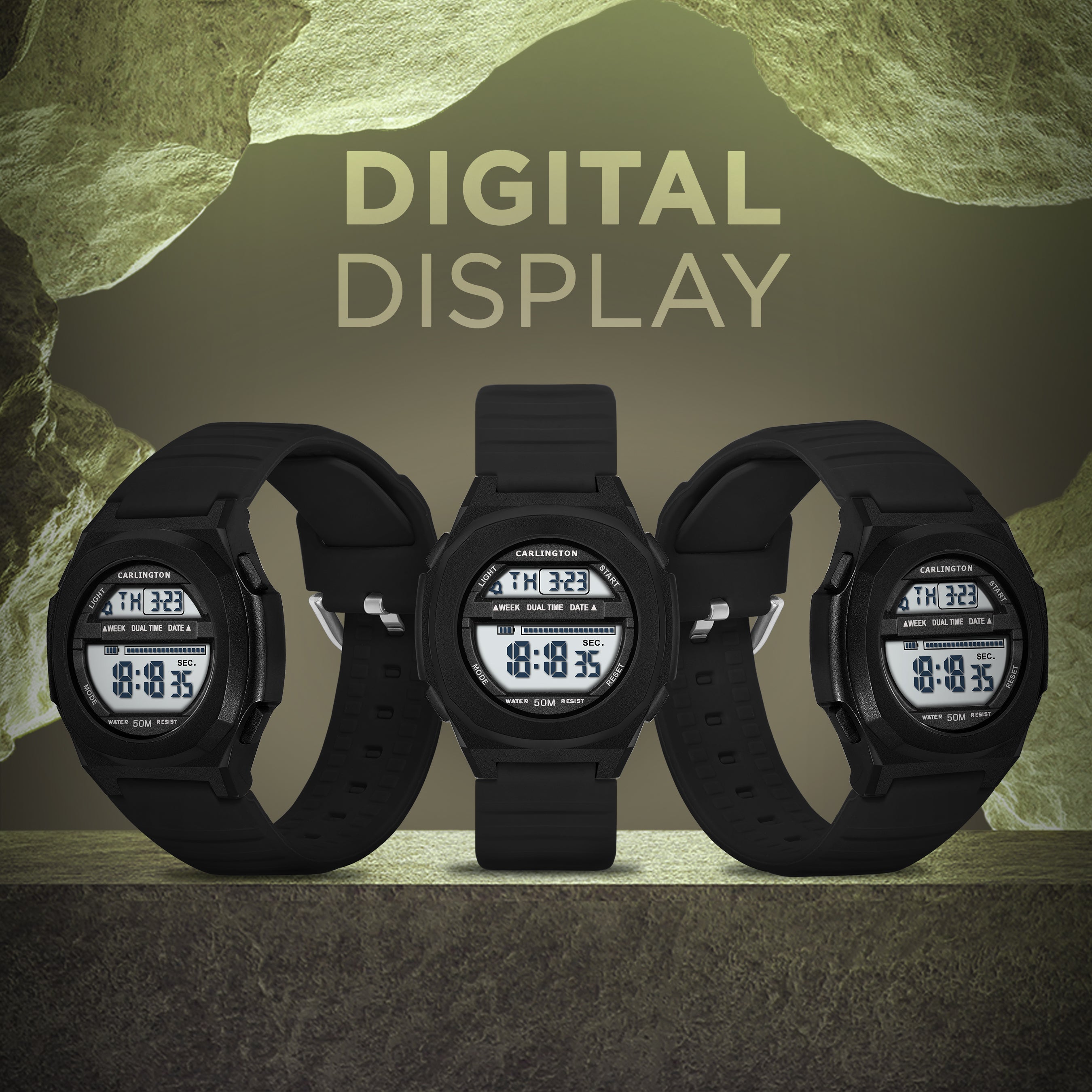 Carlington Endurance Series Digital Sports Watches For Men & Women - CT_9117 Black
