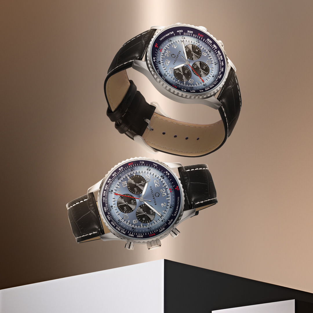 Carlington Legacy Series Analog Wrist Watches with Chronograph & Premium Leather Strap for Men - CT 9988