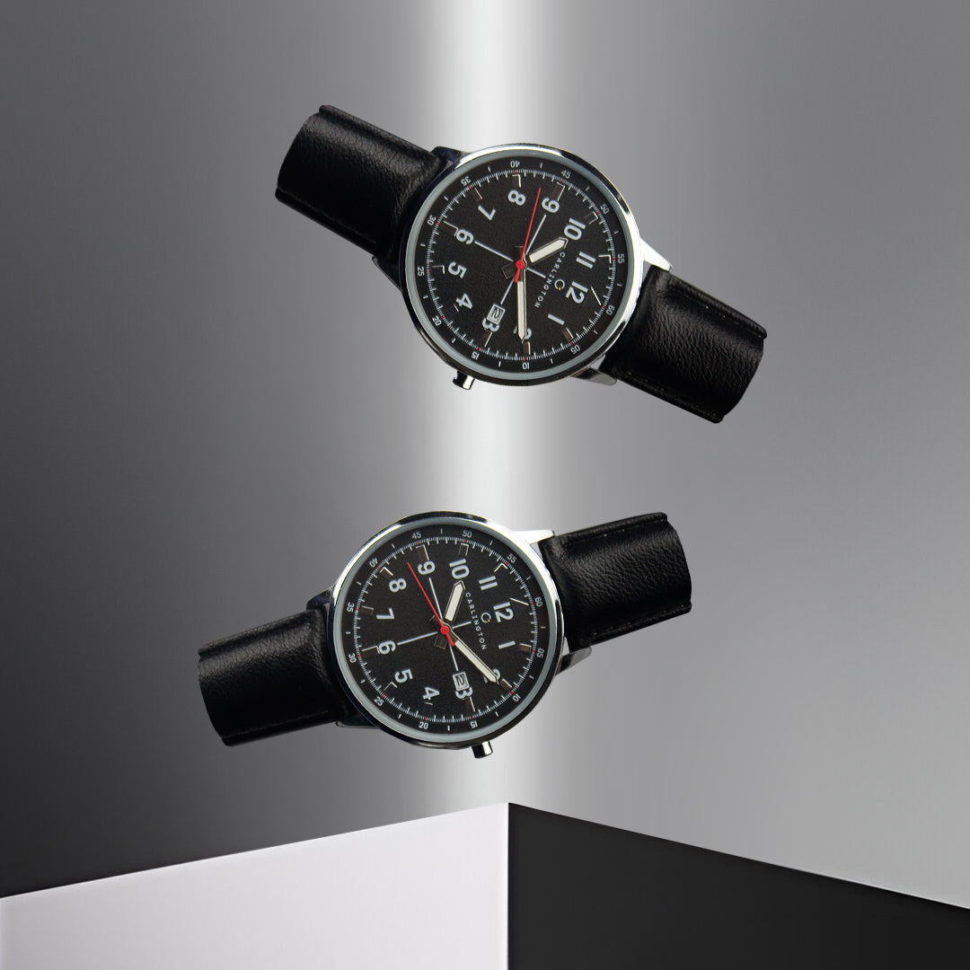 Carlington Aristocrat Series Analog Date Watches for Men with Premium Leather Strap - CT 1075