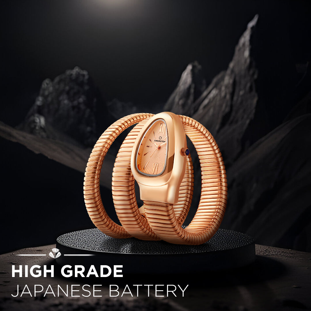 Carlington Elegant Snake Band Analog Women's Watch – Premium Stainless Steel Strap, Oval Designer Dial, Water-Resistant Ladies Watch for Party & Casual Wear Premium Gift Watch for Women