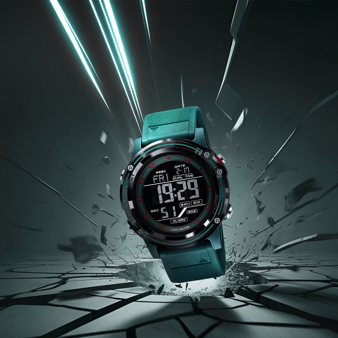 Carlington Velocity Series Analog-Digital Sports Watches for Men and Boys with Alarm, Stopwatch, Backlit Display, Dualtime, Silicone Rubber Strap, Water & Shock Resiatant - CT_8125