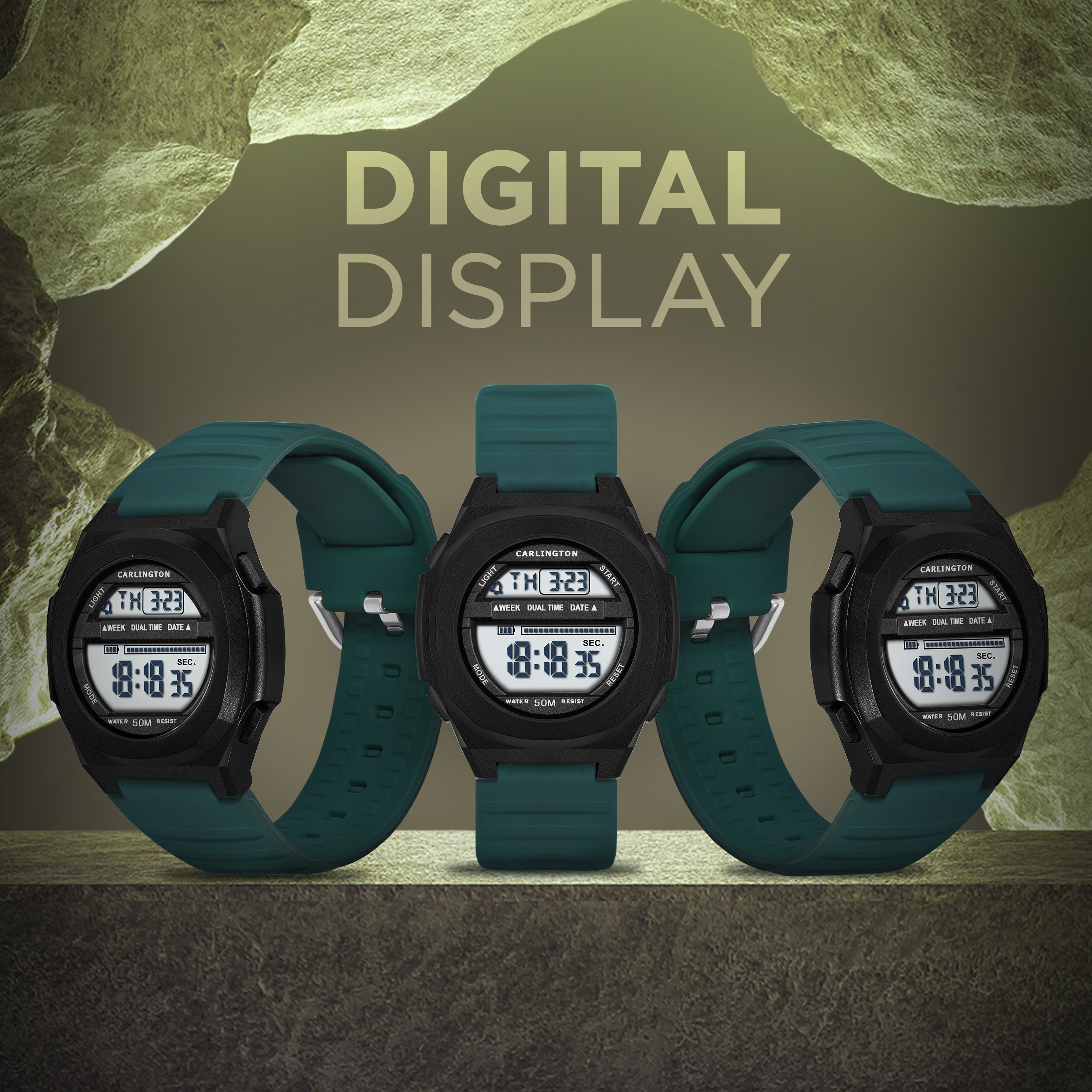 Carlington Endurance Series Digital Sports Watches For Men & Women - CT_9117 Teal