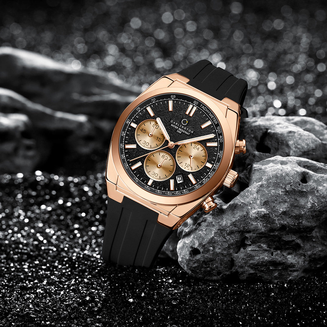 Carlington Nitro Analog Chronograph Men’s Polyurethane Strap Wrist Watch | Quartz Movement | Water & Shock Resistant Watch for Men | Casual & Formal Wear - CT_8080