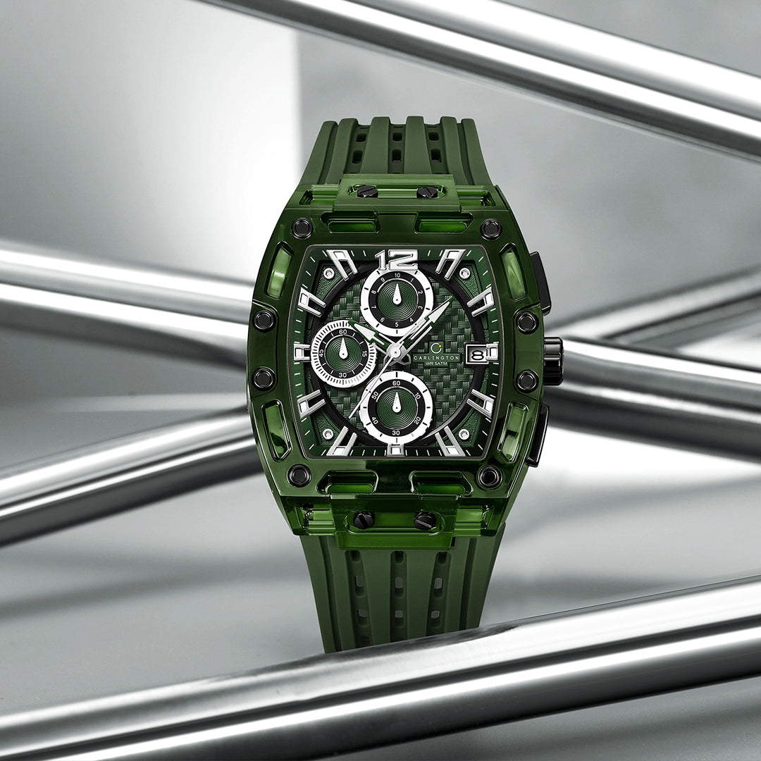 Carlington Nitro Analog Chronograph Men’s Polyurethane Strap Wrist Watch | Quartz Movement | Water & Shock Resistant Watch for Men | Casual & Formal Wear - CT_7105