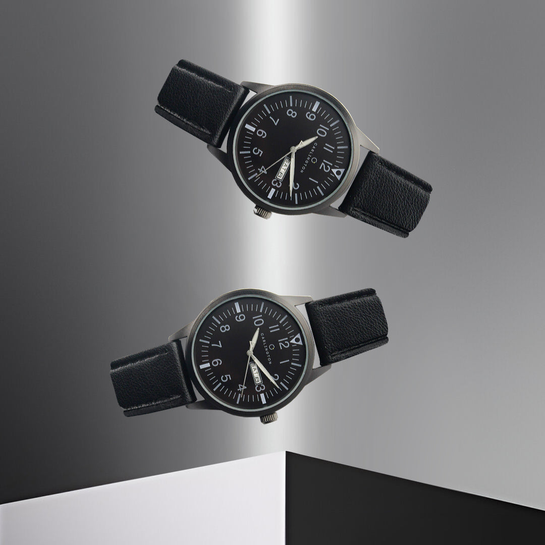 Carlington Aristocrat Series Analog Day & Date Watches for Men with Premium Leather Strap - CT 1074