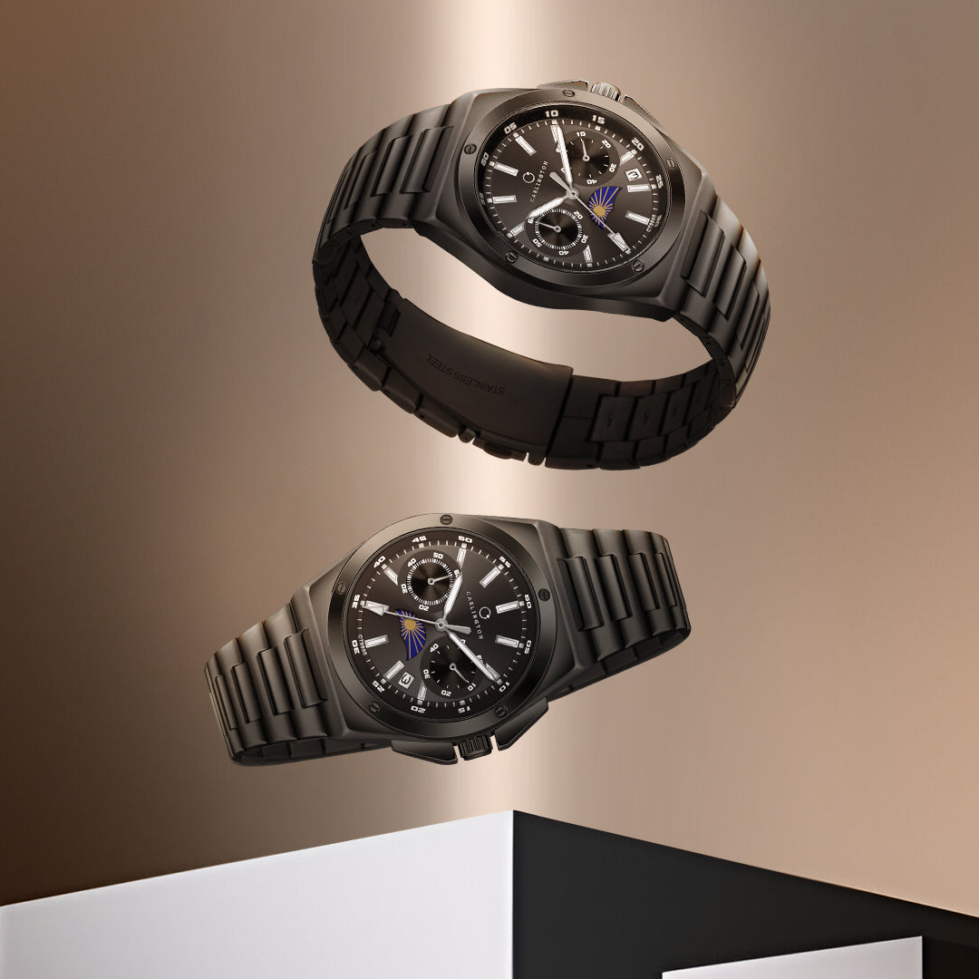 Carlington Legacy Series Analog Wrist Watches With Sun & Moon Face With Stainless Steel Strap for Men - CT 9955
