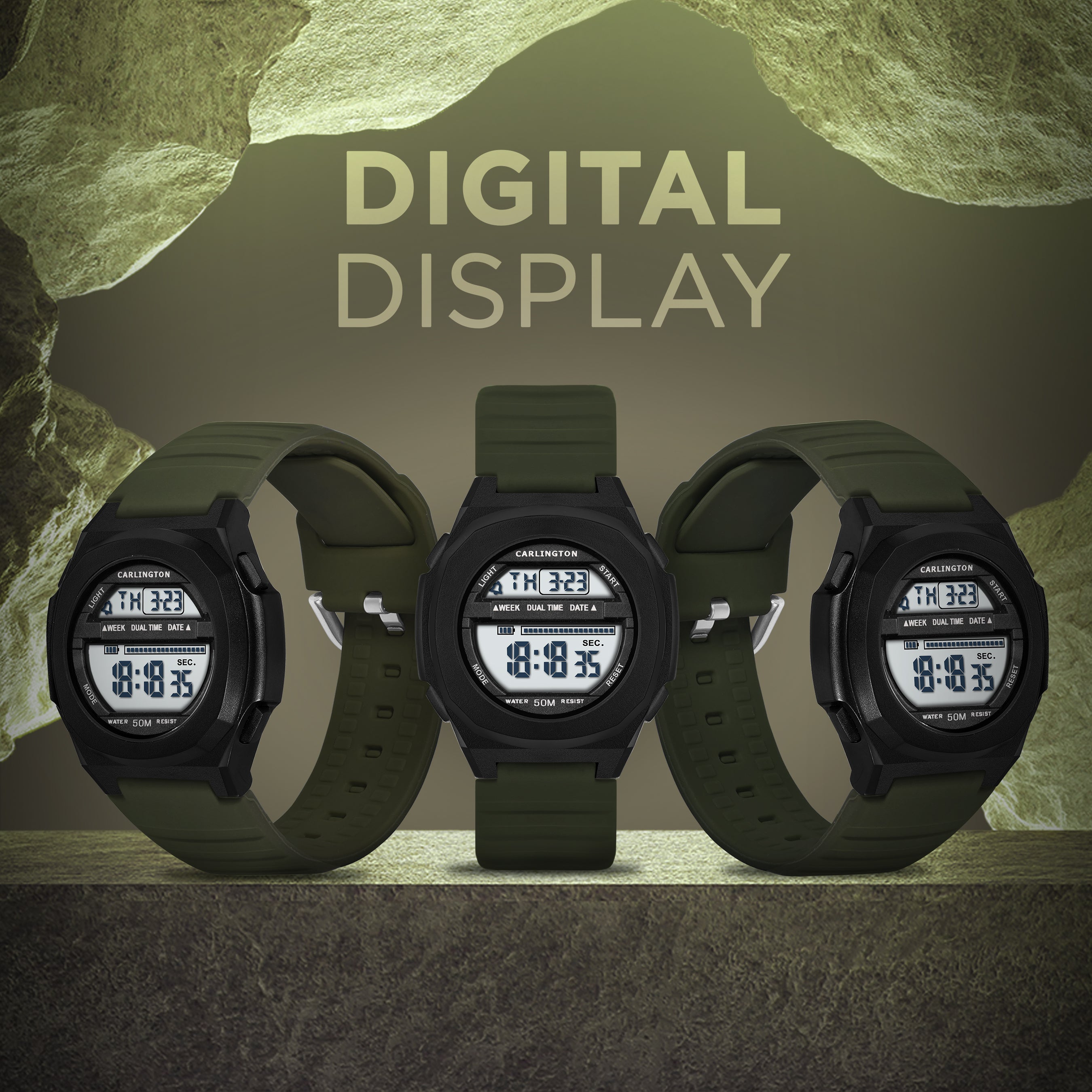 Carlington Endurance Series Digital Sports Watches For Men & Women - CT_9117 Green