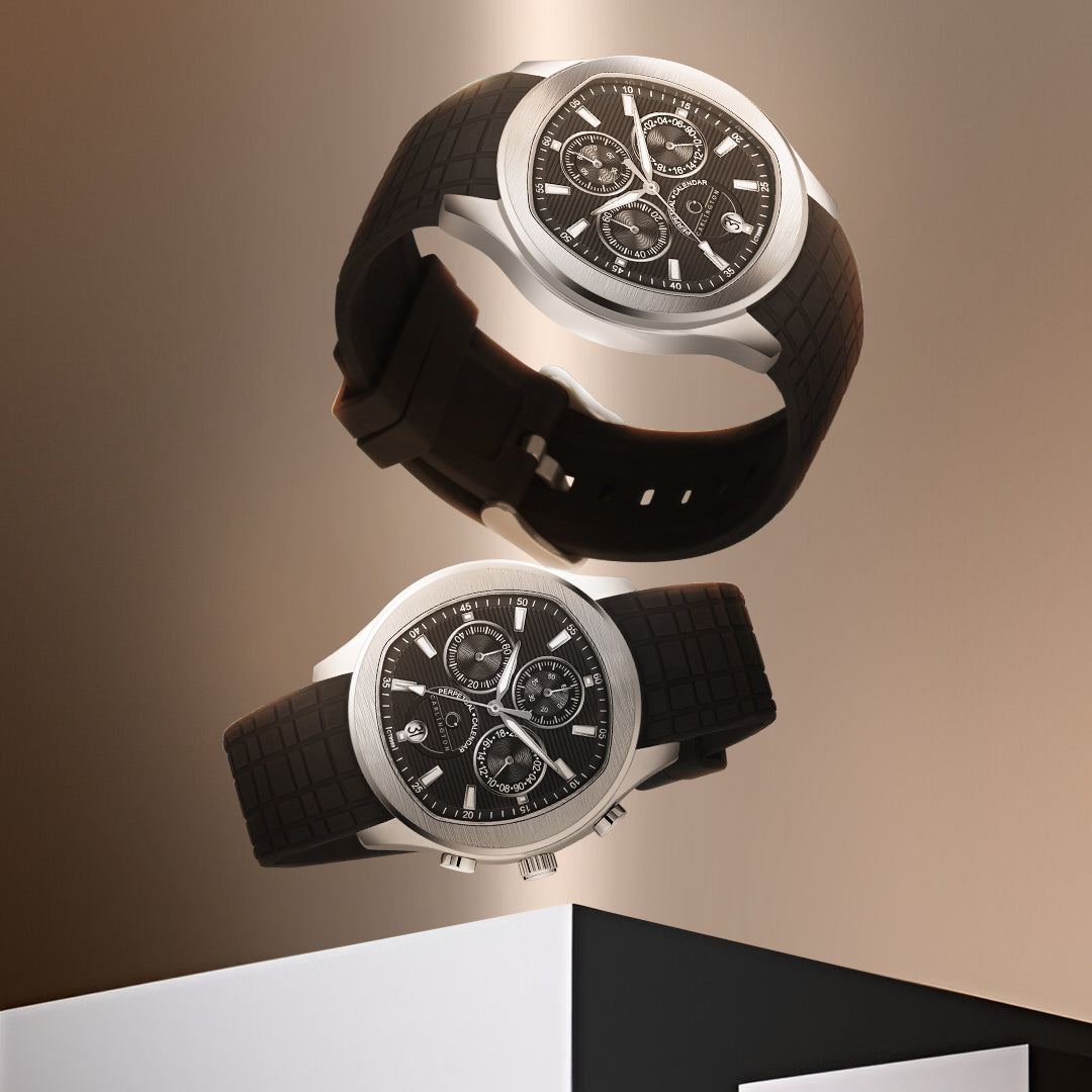 Carlington Legacy Series Analog Wrist Watches with Chronograph & Silicone Rubber Strap for Men - CT 9999