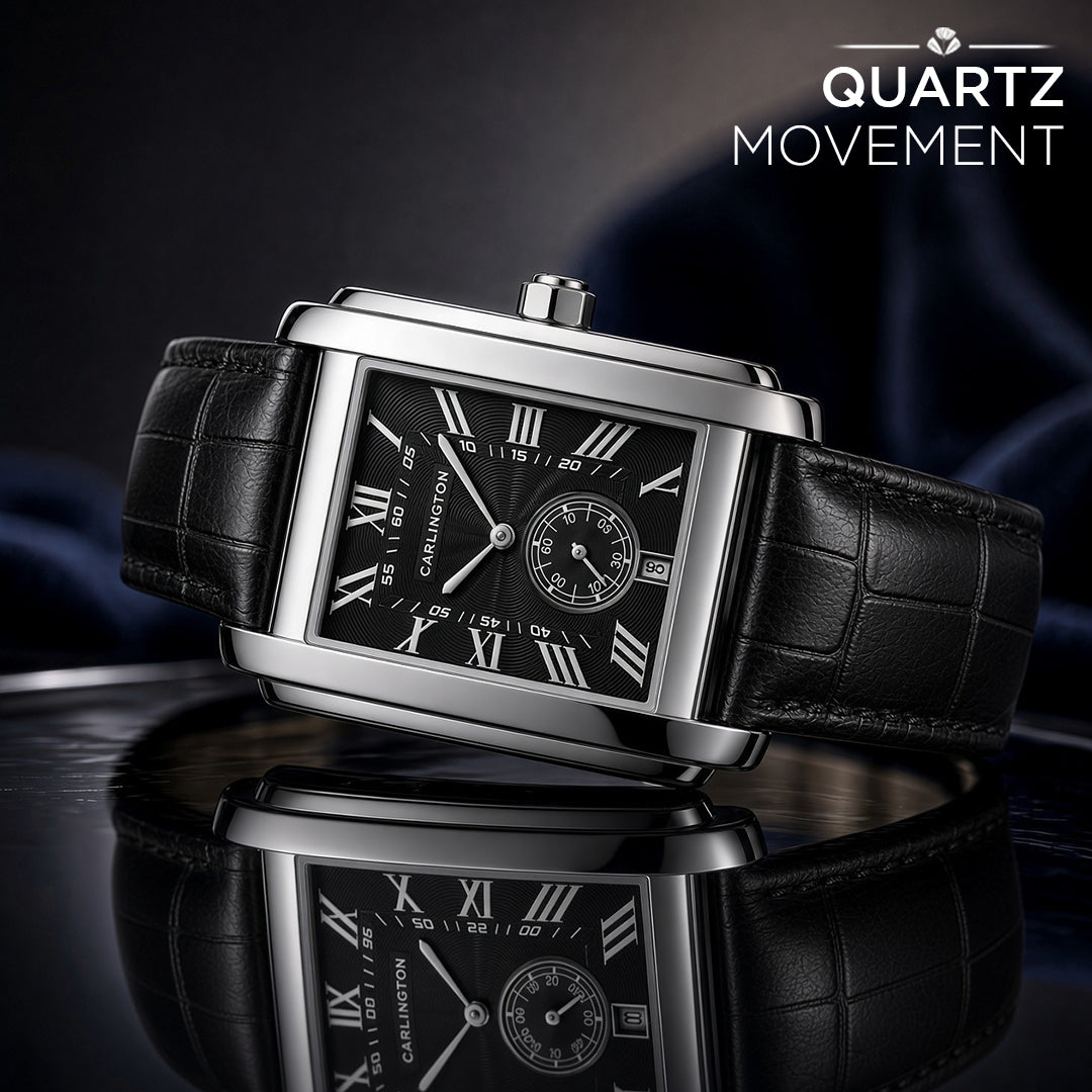 Carlington MERIDIAN 4070 Black – Luxury Men's Rectangular Analog Quartz Watch