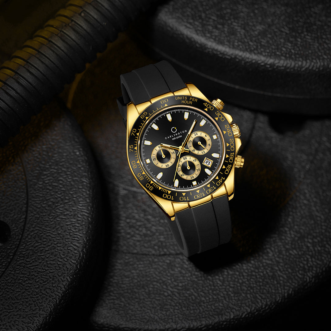 Carlington Nitro Analog Chronograph Men’s Polyurethane Strap Wrist Watch | Quartz Movement | Water & Shock Resistant Watch for Men | Casual & Formal Wear - CT_8054