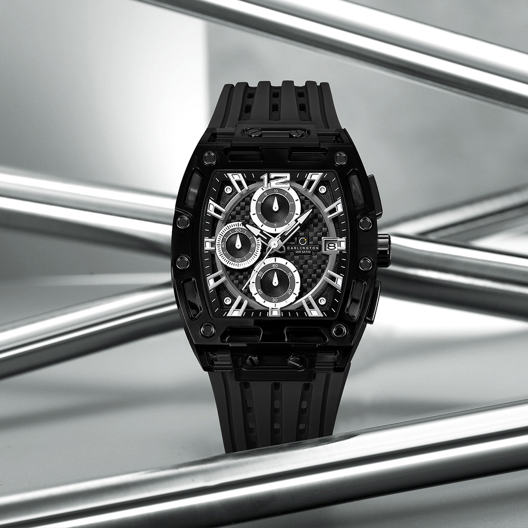 Carlington Nitro Analog Chronograph Men’s Polyurethane Strap Wrist Watch | Quartz Movement | Water & Shock Resistant Watch for Men | Casual & Formal Wear - CT_7105