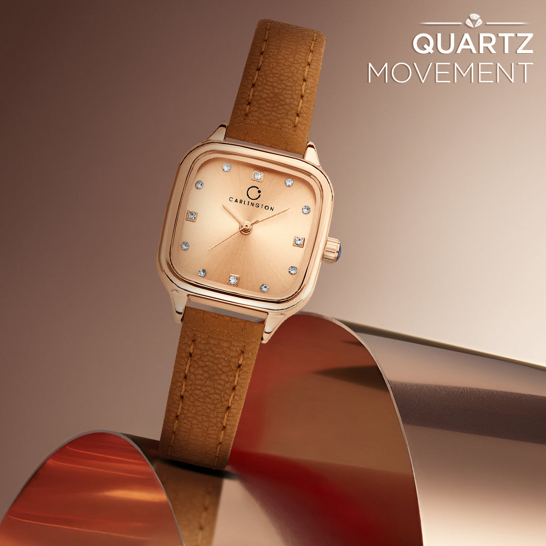 Carlington Aura Series Analog Women Wrist Watches with Premium Leather Belt Strap | Premium Fashion Watches for Ladies | CT - 201