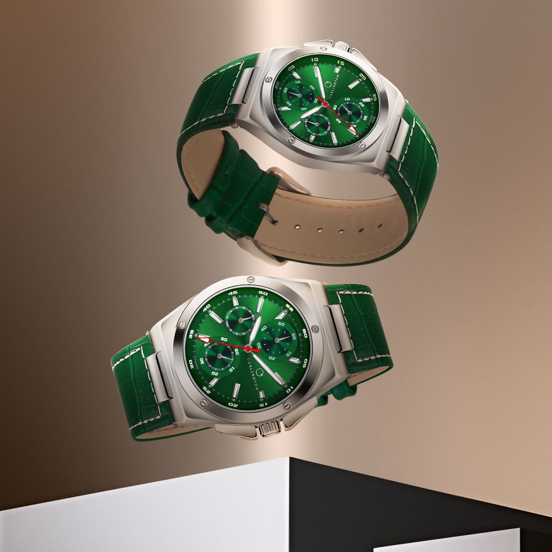 Carlington Legacy Series Analog Wrist Watches with Chronograph & Premium Leather Strap for Men - CT 9966
