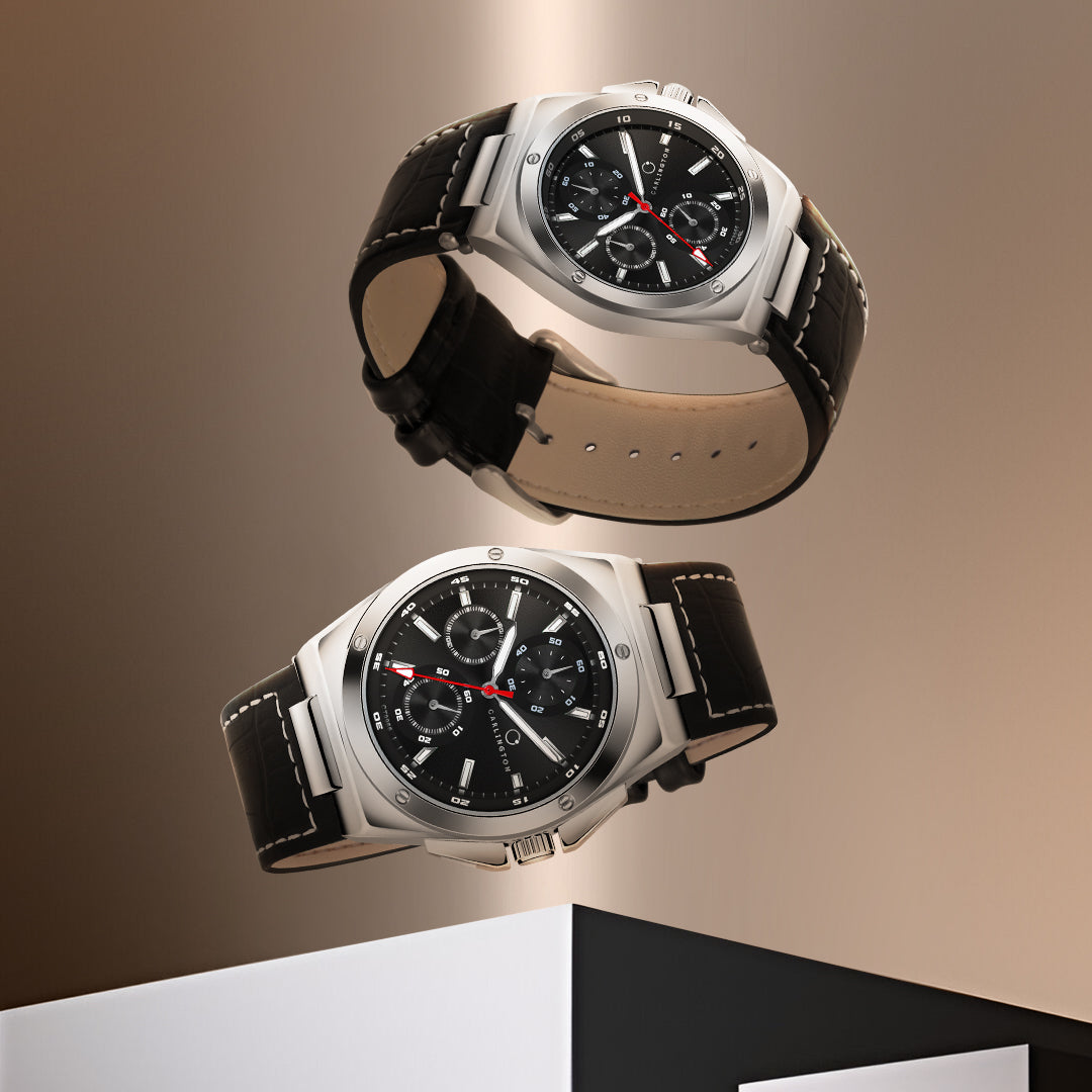 Carlington Legacy Series Analog Wrist Watches with Chronograph & Premium Leather Strap for Men - CT 9966