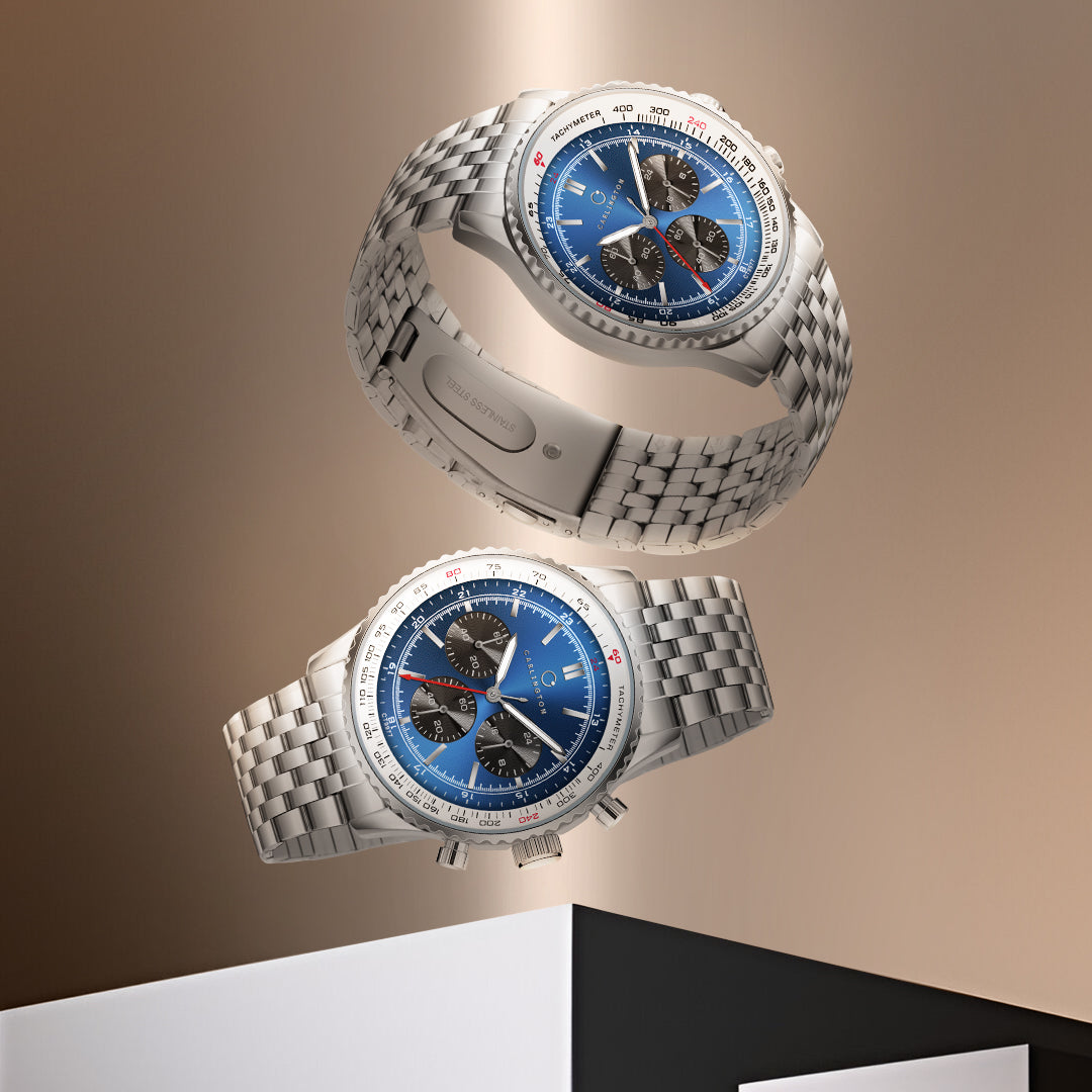 Carlington Legacy Series Analog Wrist Watches with Chronograph & Stainless steel Strap for Men - CT 9977