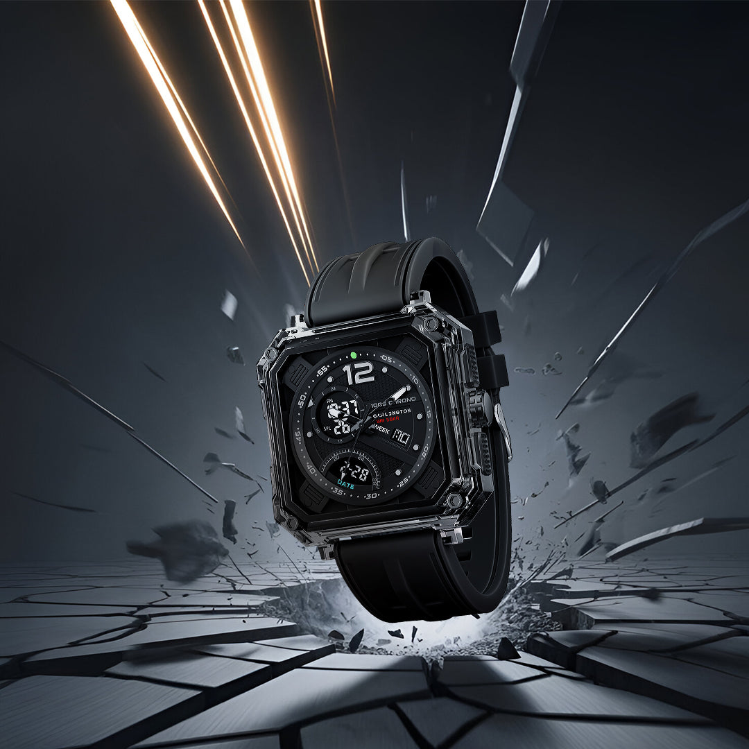 Carlington Velocity Series Analog-Digital Sports Watches for Men and Boys with Alarm, Stopwatch, Backlit Display, Dualtime, Silicone Rubber Strap, Water & Shock Resiatant - CT_8121