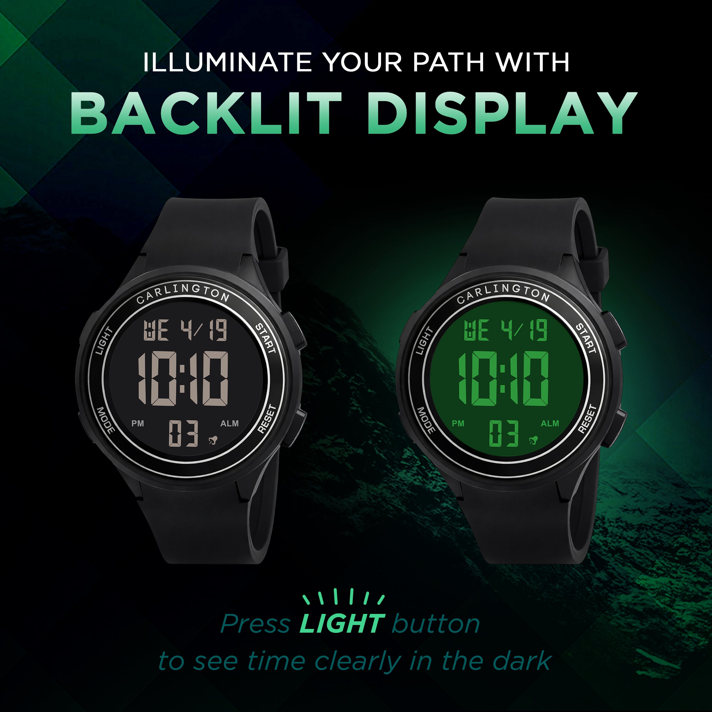 Carlington Digital Sports Watch,Alarm, Stopwatch, Water-Resistant, Shock-Resistant, Back Light Display. The Perfect Watches for Men-CT_8685