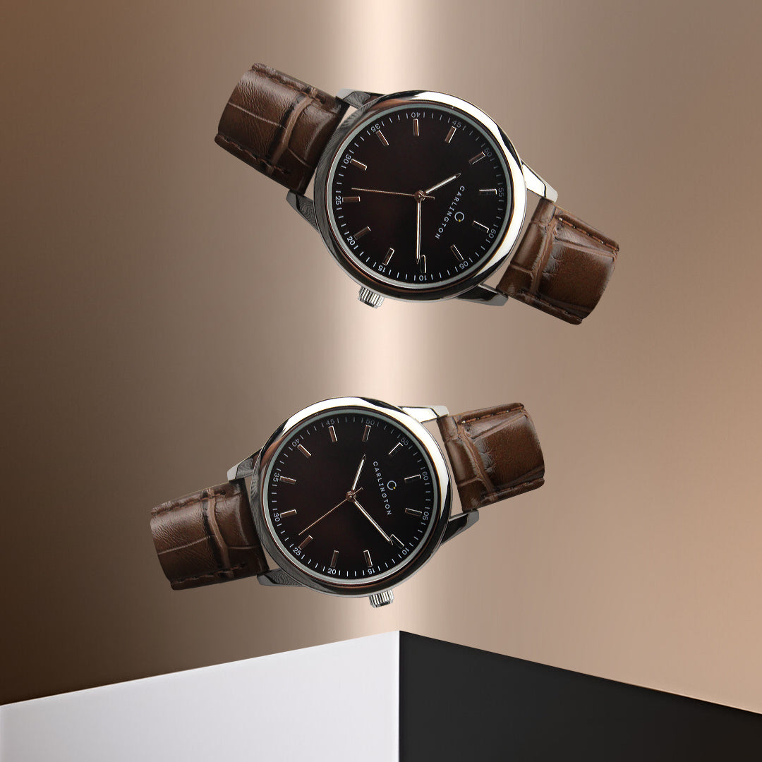 Carlington Aristocrat Series Analog Watches for Men with Premium Leather Strap - CT 1077