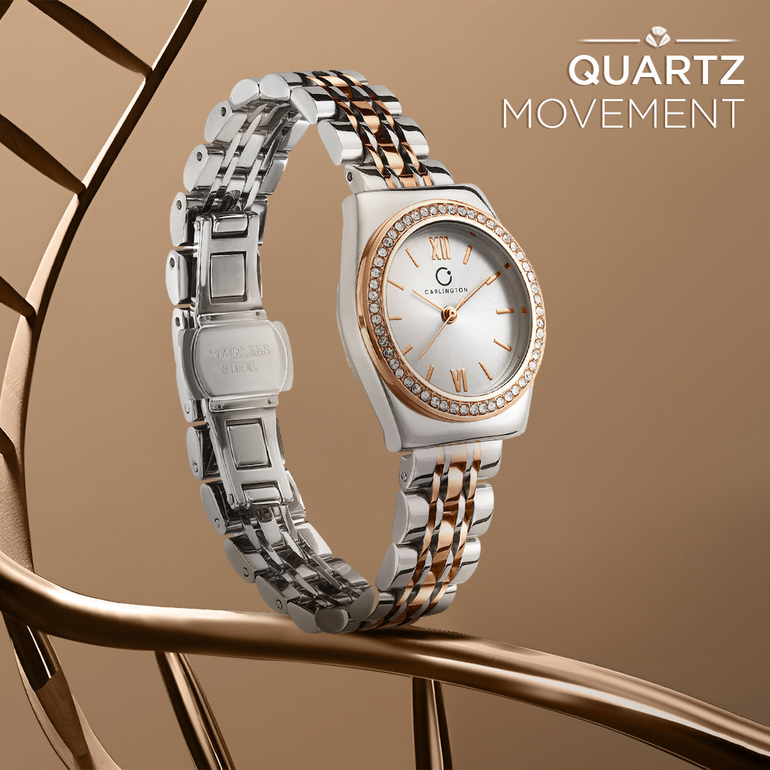 Carlington Diva Series Analog Women Wrist Watches with Stainless Steel Chain Strap | Premium Fashion Watches for Ladies | CT - 107