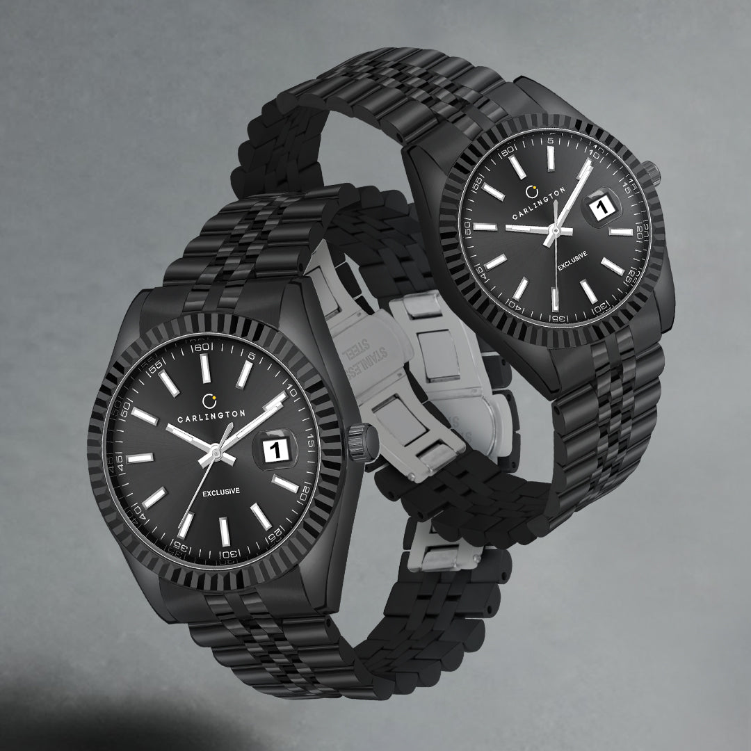 Carlington Exclusive Series 8811 Black Men + 8811 black Women Analog Wrist Watch For couple