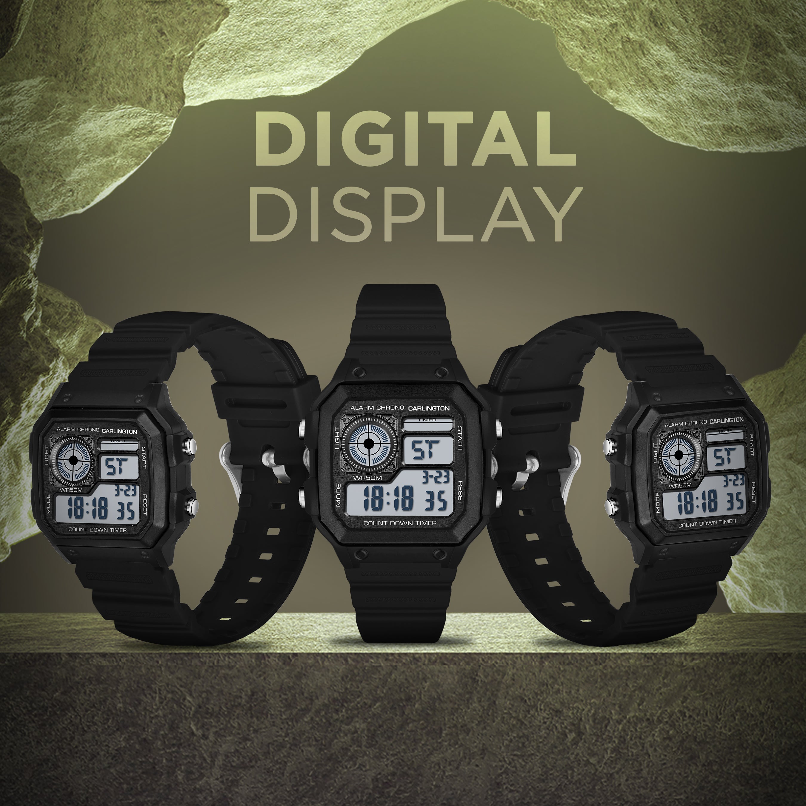 Carlington Endurance Series Digital Sports Watches For Men & Women - CT_9079 Black