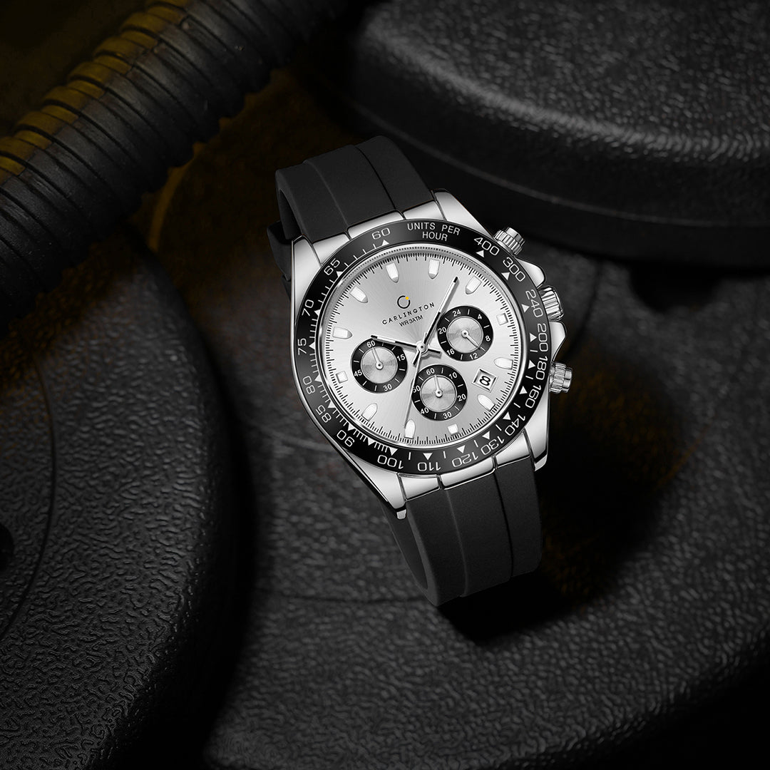 Carlington Nitro Analog Chronograph Men’s Polyurethane Strap Wrist Watch | Quartz Movement | Water & Shock Resistant Watch for Men | Casual & Formal Wear - CT_8054