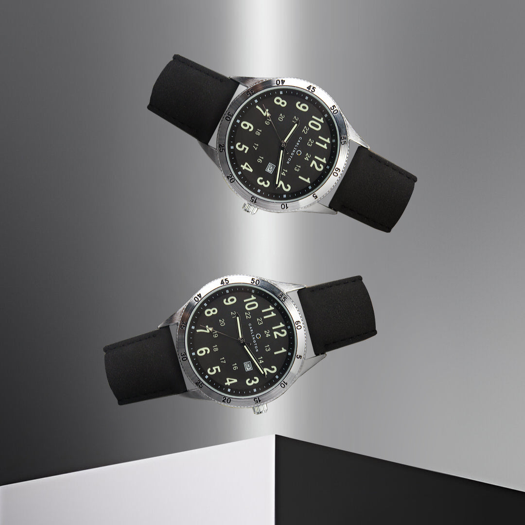 Carlington Aristocrat Series Analog Date Watches for Men with Premium Leather Strap - CT 1076