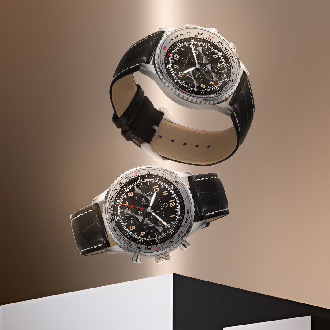 Carlington Legacy Series Analog Wrist Watches with Chronograph & Premium Leather Strap for Men - CT 9988