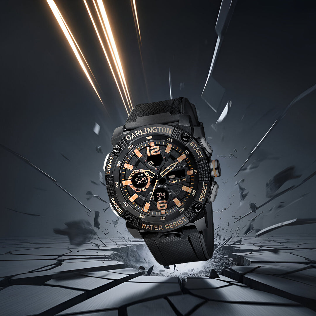 Carlington Velocity Series Analog-Digital Sports Watches for Men and Boys with Alarm, Stopwatch, Backlit Display, Dualtime, Silicone Rubber Strap, Water & Shock Resiatant - CT_8039
