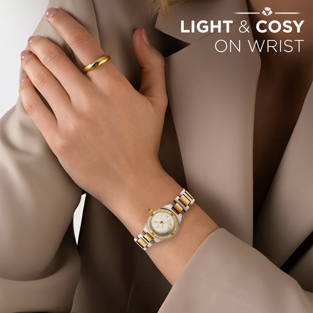 Carlington Diva Series Analog Women Wrist Watches with Stainless Steel Chain Strap | Premium Fashion Watches for Ladies | CT - 116